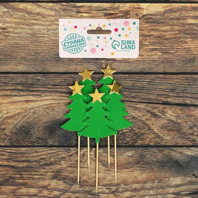 Новый год! Шпажки «Ёлочка со звездой», набор 5 шт., цвет зелёный