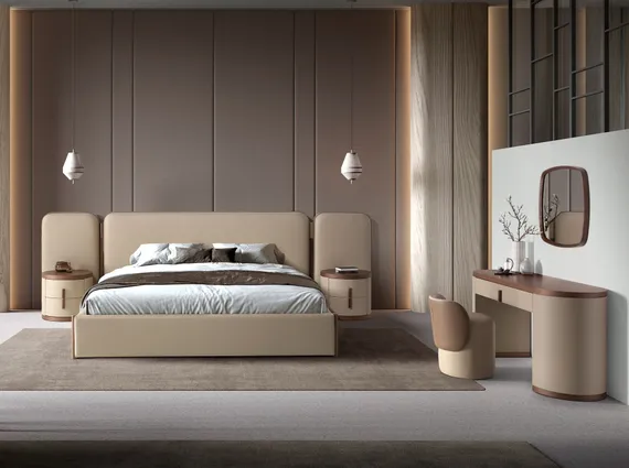 Туалетный столик 7220 из экокожи цвета норки и ореха