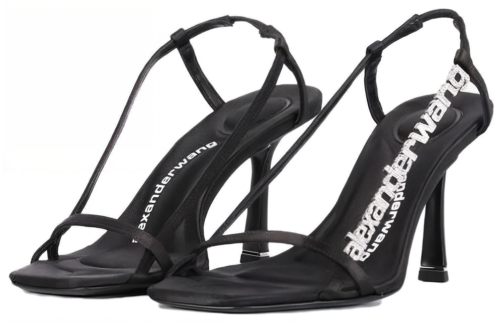 Alexander wang Alexander wang Satin Logo Lace-up stiletto sandals Women's black