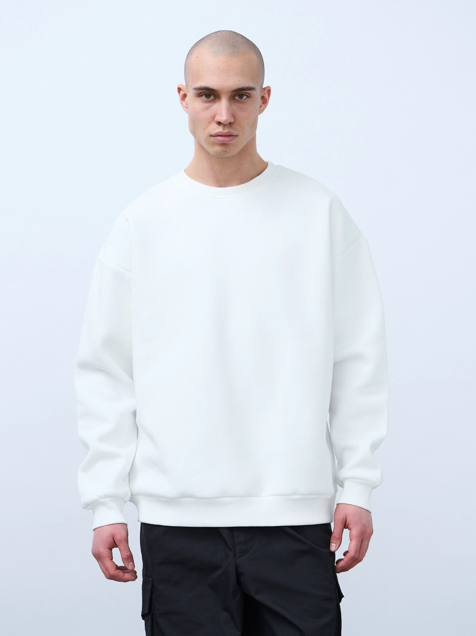 Свитшот оверсайз, с начесом (белый)