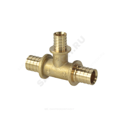 Тройник для PE-X труб аксиальный латунь Дн 25х16х25 переходной РОС