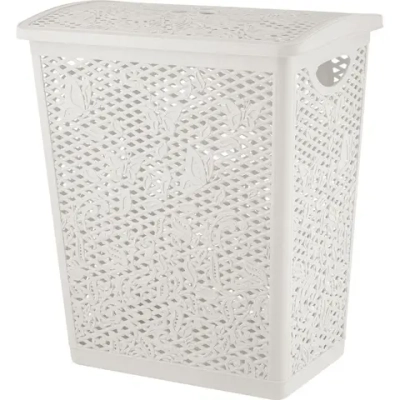Корзина для белья Keeplex Fiori со съемной крышкой 35л 40,3х47см белое облако