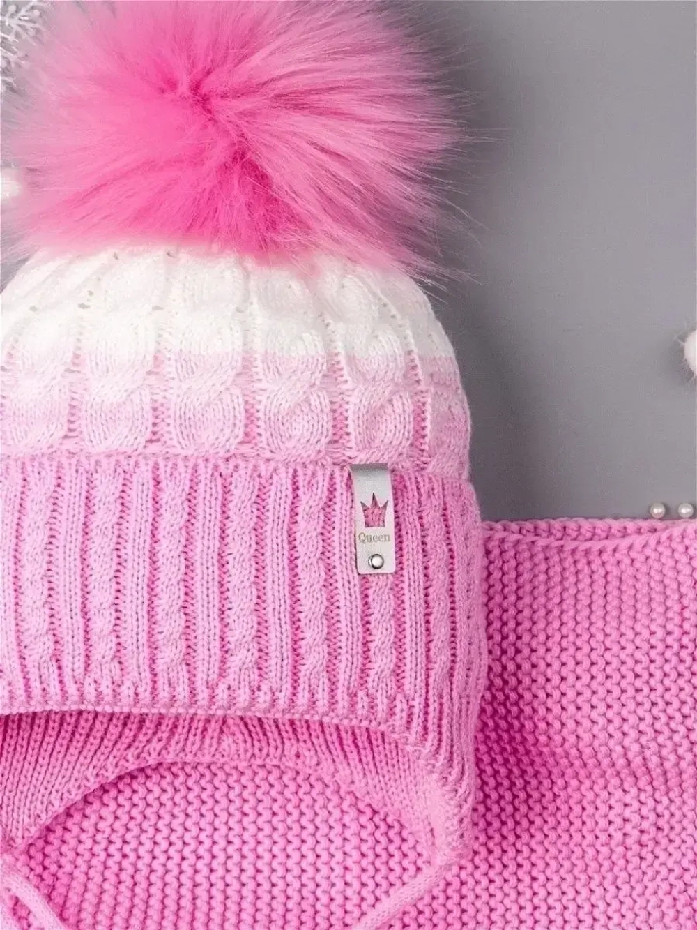Шапка со снудом зимняя для девочки