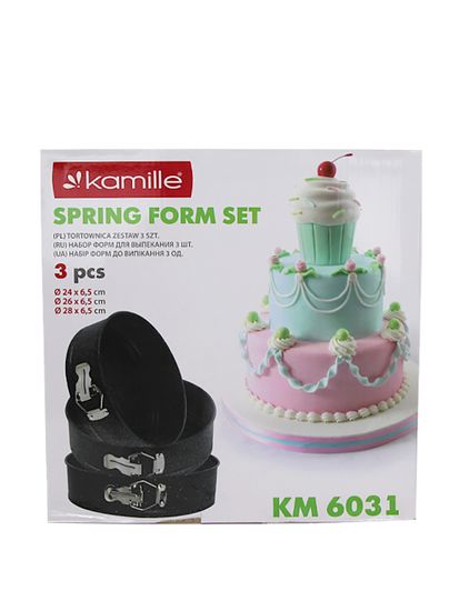 Набор разъемных форм для выпечки 3 шт. Kamille KM-6031 (d24/26/28х6,5 см) из углеродистой стали