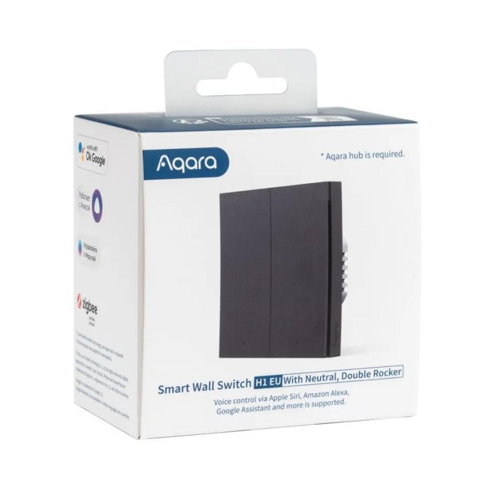 Умный настенный выключатель Aqara H1 (двухклавишный, с нейтралью) (WS-EUK04, EAC — Global) Графит
