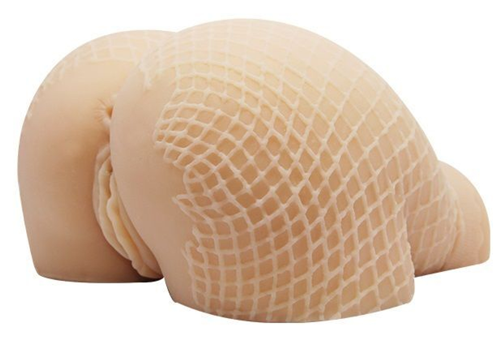 Пышная попка в колготках с двумя входами и вибрацией (Цвет: телесный)