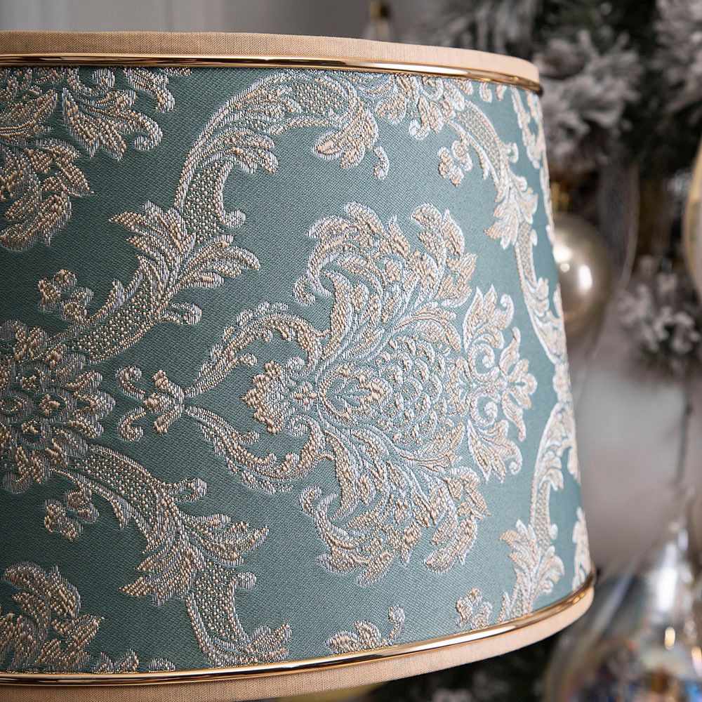 Настольная лампа Флер де Лис Айври с абажуром Тюссо Vatican (Ватикан) Аквамарин