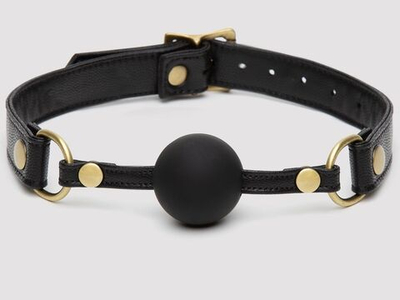 Черный кляп-шар Bound to You Faux Leather Ball Gag (Цвет: черный)