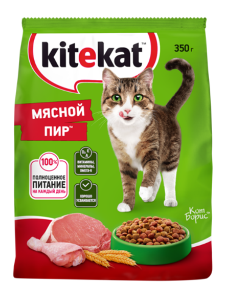 Kitekat Сухой корм для кошек мясной пир, 350 гр.