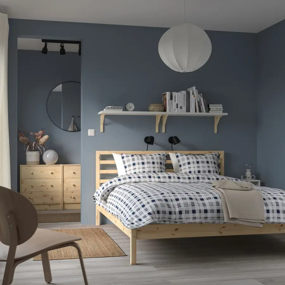 Двуспальная кровать - IKEA TARVA/LURÖY/LUROY, 200х160 см, сосна, ТАРВА/ЛУРОЙ ИКЕА