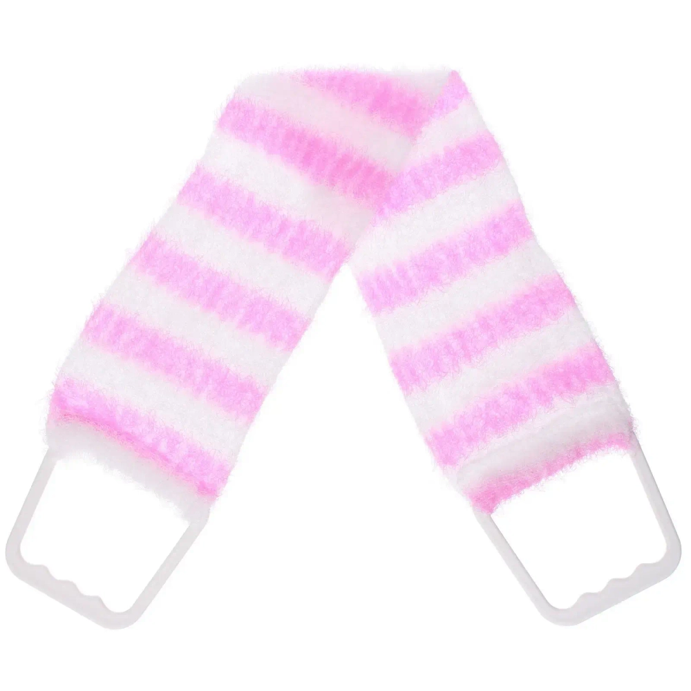 Мочалка для тела «ULTRAMARIN Peeling», жесткая, пластиковые ручки, цвет розовый, 60*11см