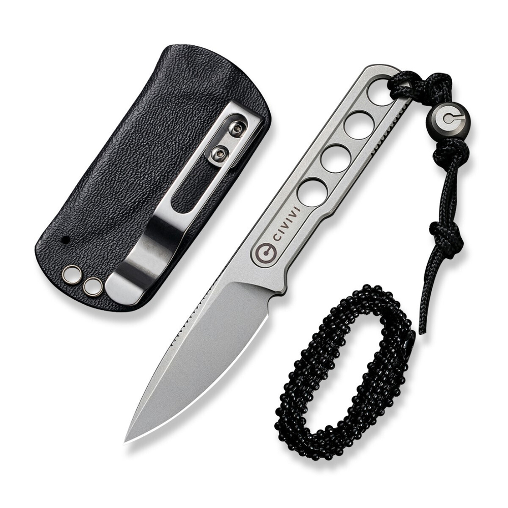 Нож CIVIVI Fixed Blade Circulus сталь 10Cr15CoMoV, рукоять из нержавеющей стали с каменной отделкой серая