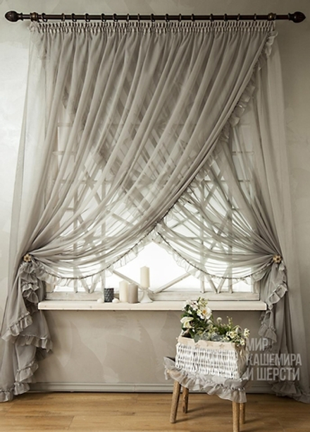 Шторы ВИНТАЖ (арт. BL01-119-02) - 400х270 см. - (Возможна высота 250 см.) - серые