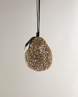 ZARA HOME ЕЛОЧНОЕ УКРАШЕНИЕ «ГРУША» С БЛЕСТКАМИ, ЗОЛОТИСТЫЙ