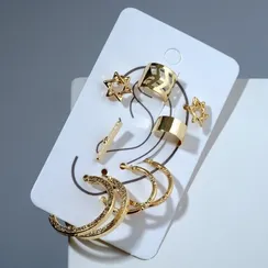 Серьги "Каффы" звезда, цвет золото, набор 9 шт