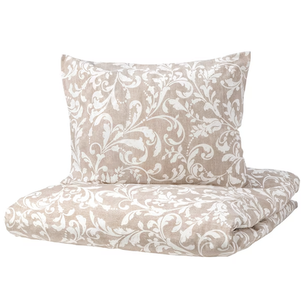 VARBRACKA Пододеяльник и наволочка, 150x200/50x60 см, бежевый/белый