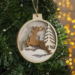 Ёлочная игрушка Бегущий олень 13*1 см., от батареек, свечение тёплое белое, Luazon Lighting (4364317)