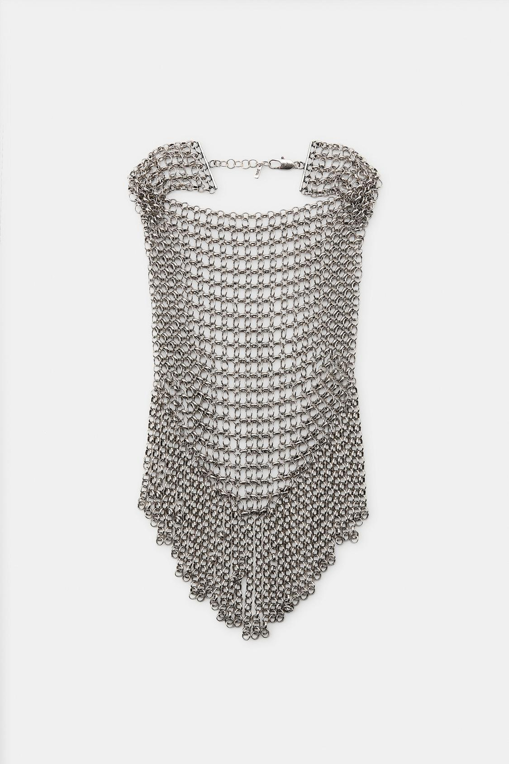 ZARA ОЖЕРЕЛЬЕ-НАГРУДНИК С КОЛЬЦАМИ, СЕРЕБРИСТЫЙ