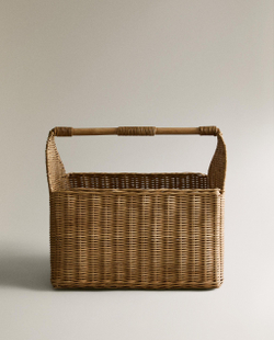 Zara Home Корзина из ротанга, цвет бежевый, 41 см