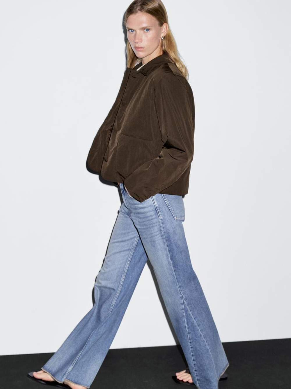 Massimo Dutti Укороченная стеганая куртка с обтяжными пуговицами, коричневый