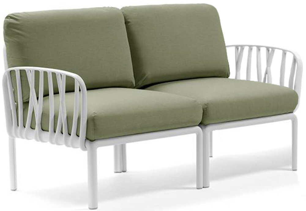 Диван пластиковый с подушками Nardi Komodo 2, белый, джунгли