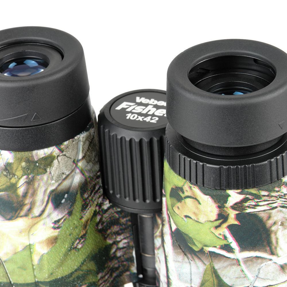 Бинокль Veber Fisher 10x42 camo - поворотно-выдвижные наглазники (Twist-Up)