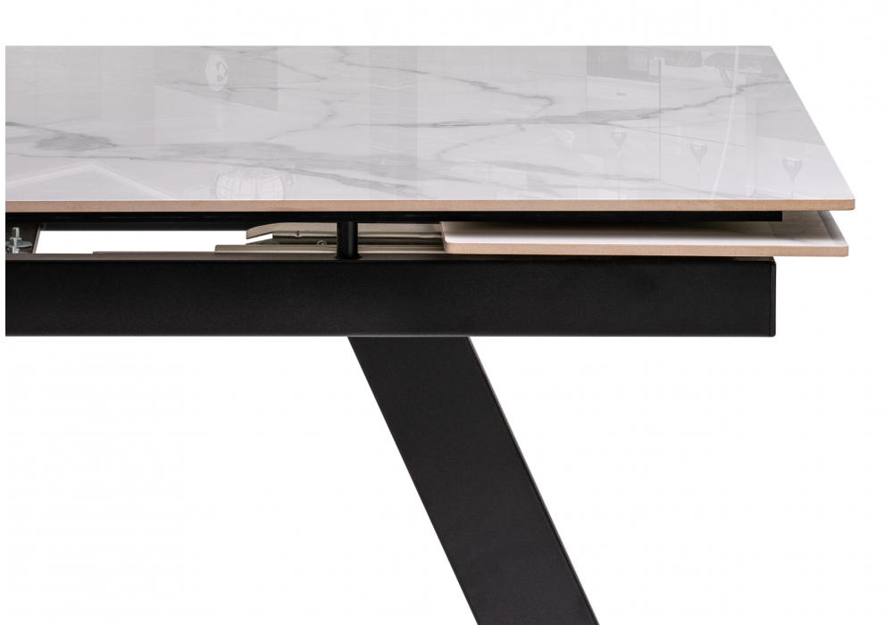 Керамический стол Woodville Невис 140(200)х80х76 creto statuario cara polished, черный