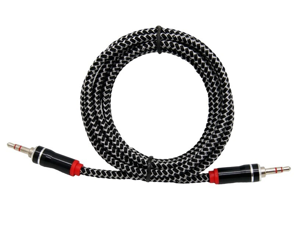 Кабель AUX JD-355 матерчатый металл (белый) 1м