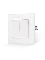 Выключатель механический двухклавишный с матовая рамкой, белый 1 пост