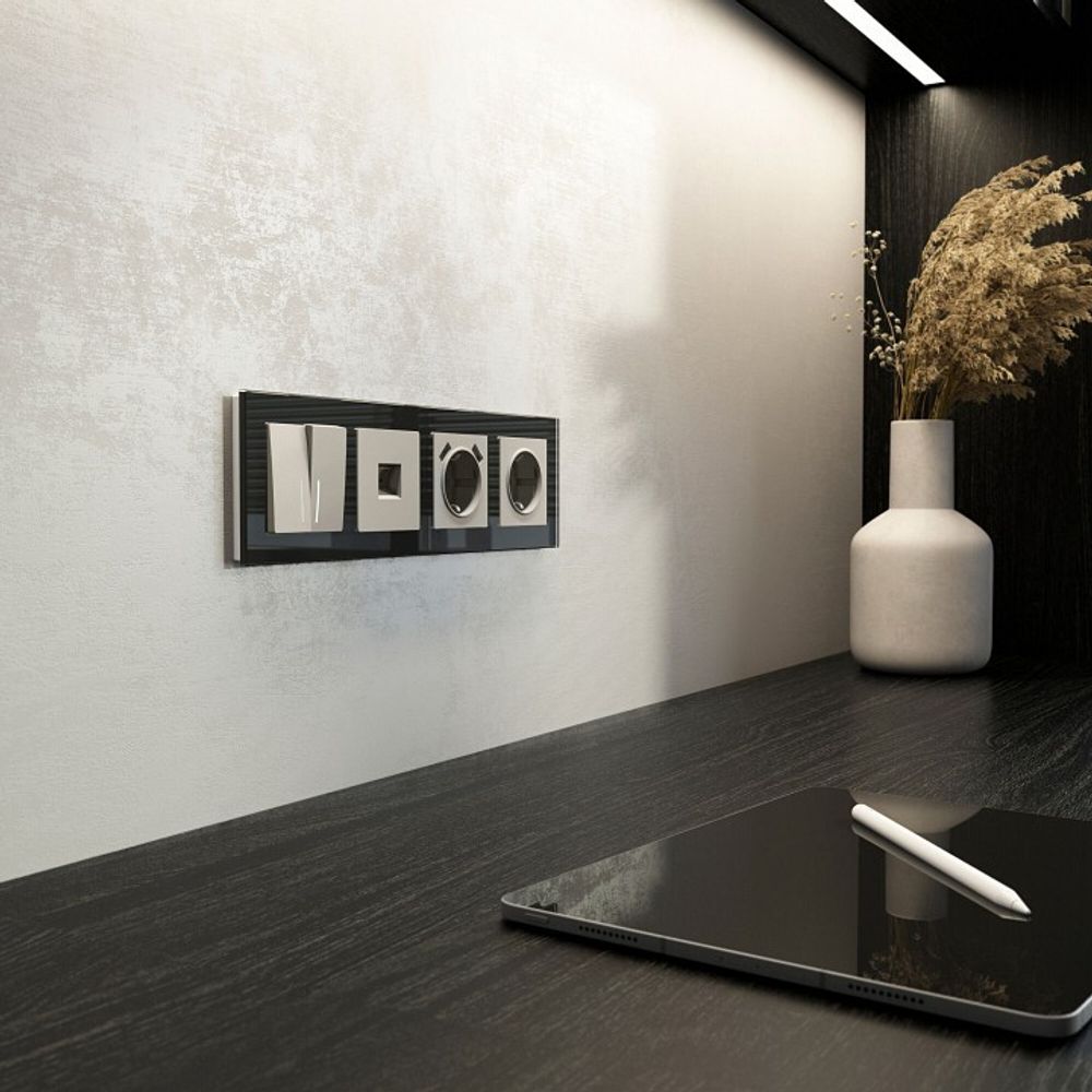 Розетка Ethernet RJ-45 и со шторками, без рамки Werkel дымчатый W1281004