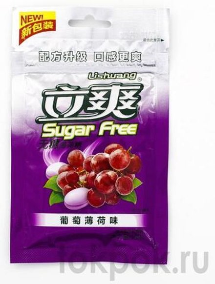 Освежающие леденцы без сахара со вкусом мяты и винограда Lishuang Sugar Free, 15 гр