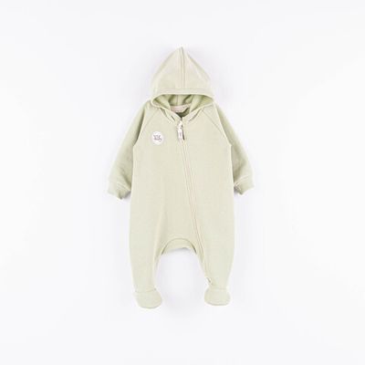 Warm hooded jumpsuit 0-3 months - Desert Sage