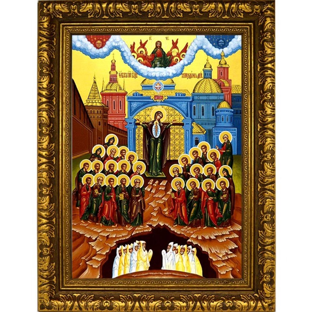 Непроходимая дверь. Икона Божьей Матери на холсте.