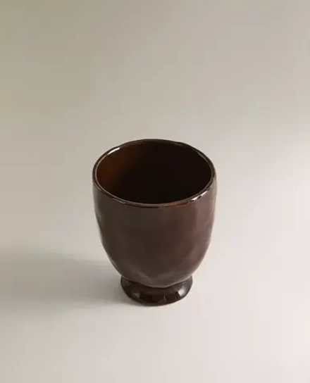 ZARA HOME БЛЕСТЯЩИЙ СТАКАН ДЛЯ ЗУБНЫХ ЩЕТОК ИЗ ТЕРРАКОТЫ, КОРИЧНЕВЫЙ
