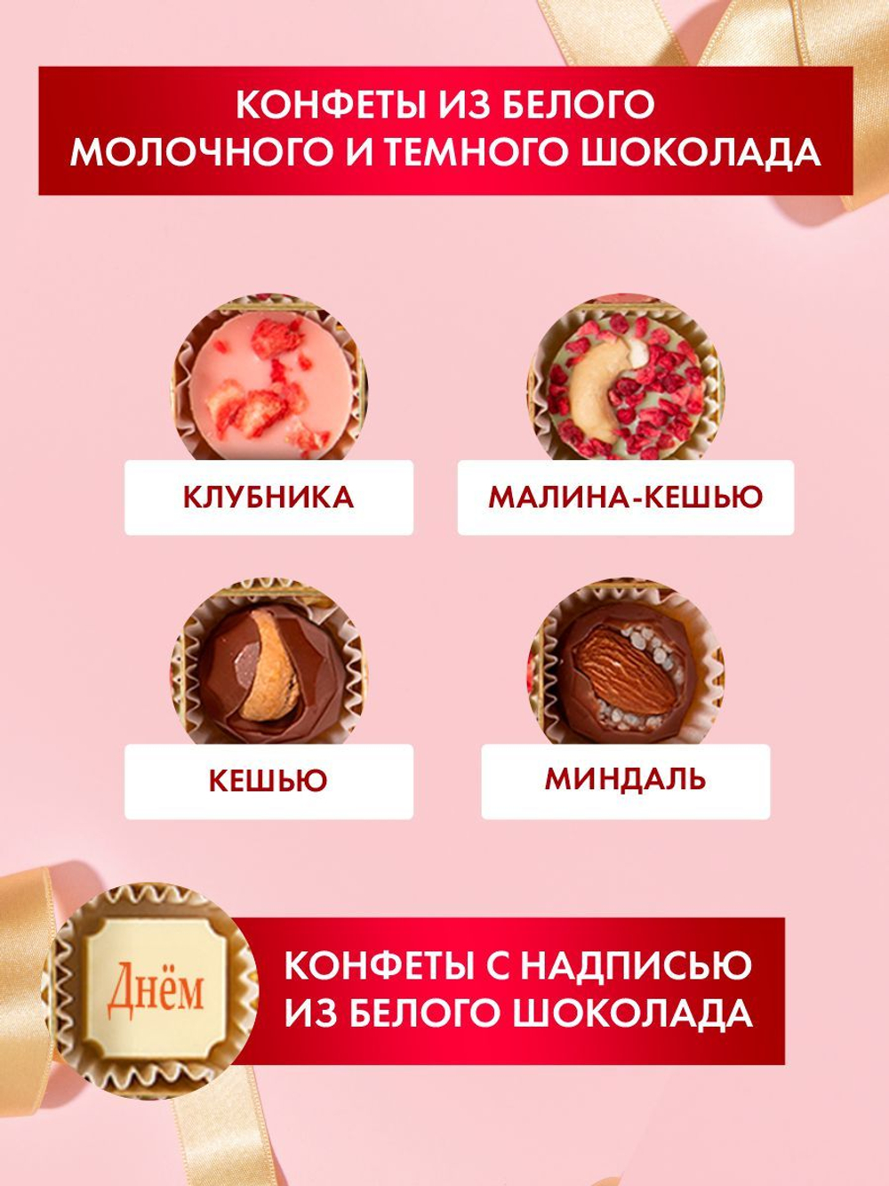 Подарочный набор шоколадных конфет, С Днём Рождения из бельгийского шоколада, открытка в подарок