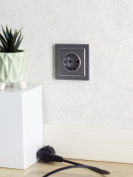 Розетка 1-м СП BRITE РС11-1-0-БрС 16А с заземл. без защ. шторки механизм сталь IEK BR-R11-16-K46