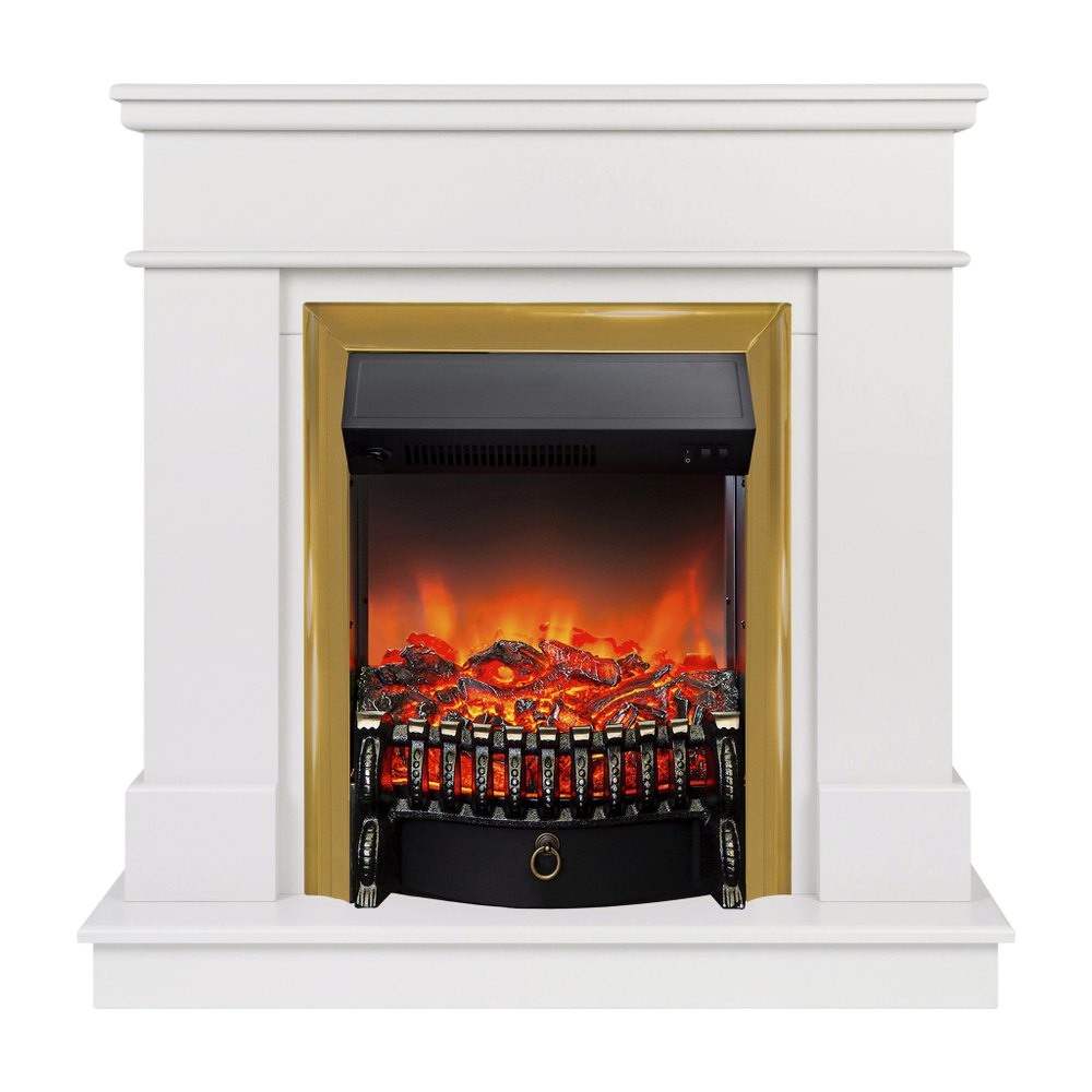 Каминокомплект Real Flame Selena STD WT с очагом Fobos Lux Brass