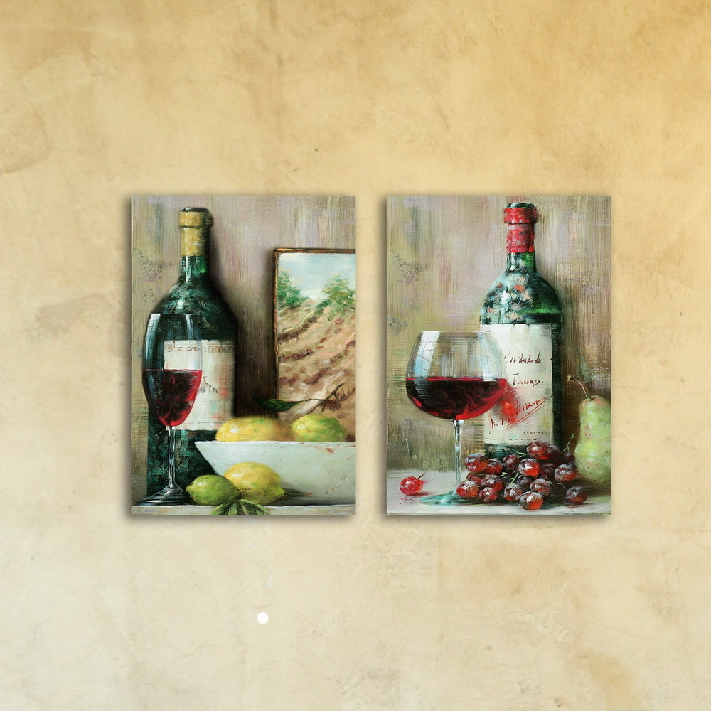 Картина из двух модулей "Вино к обеду" Декор для дома, подарок