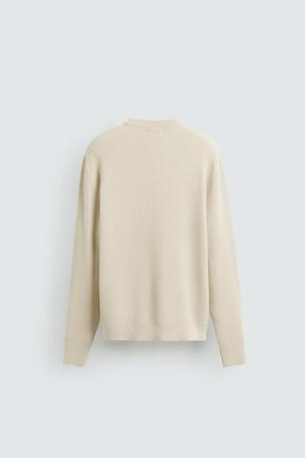 ZARA ДЖЕМПЕР КЛАССИЧЕСКОГО КРОЯ С РЕЛЬЕФНОЙ ТКАНЬЮ, ЭКРЮ