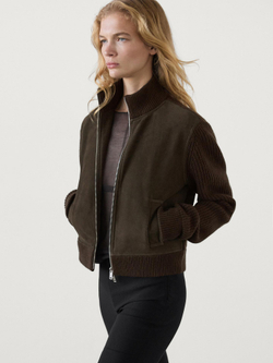 Massimo Dutti Комбинированная куртка из смесовой шерсти, коричневый