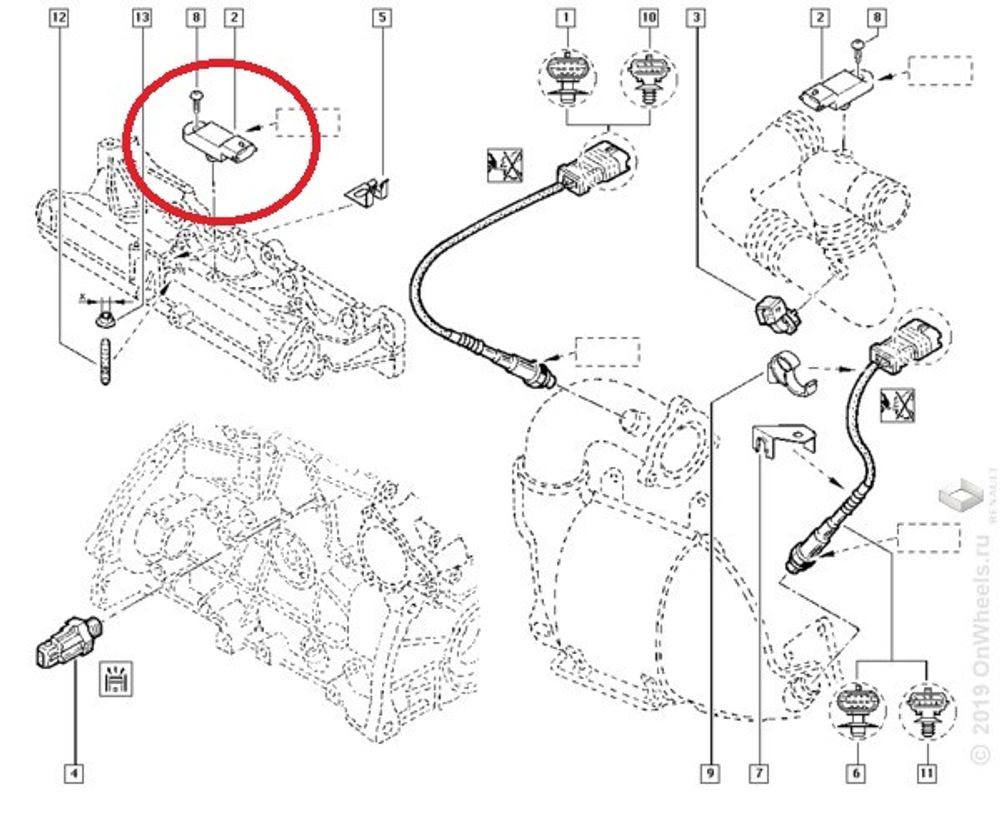 Датчик давления во впускном коллекторе Renualt Duster (Renault)