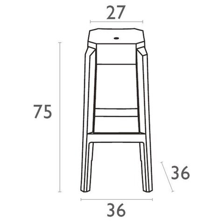 Табурет прозрачный барный Siesta Contract Fox 75, серый