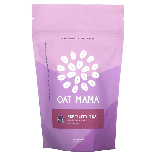 Oat Mama, чай для повышения фертильности, малина и ваниль, без кофеина, 14 чайных пакетиков, 32 г