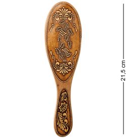 Народные промыслы BST-209/ 1 Массажная расческа деревянная «Рябина» (береста)