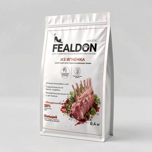 Сухой корм для кошек стерилизованных Fealdon с ягненком, холистик, полнорационный, 400 г