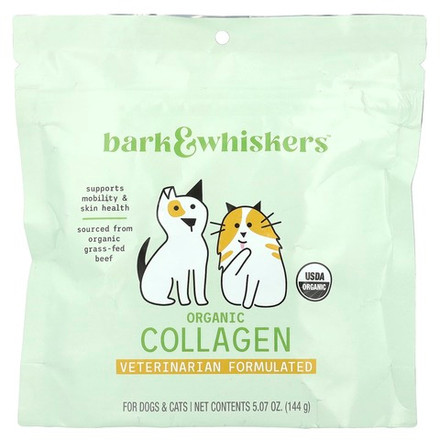 Dr. Mercola, Bark & Whiskers ™, порошок из органического коллагена, для собак и кошек, 144 г (5,07 унции)