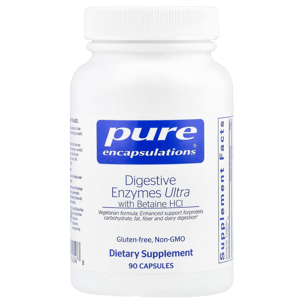 Pure Encapsulations, Пищеварительные ферменты с бетаином гидрохлоридом, 90 капсул
