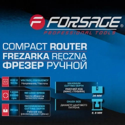 Фрезер ручной (710Вт, 13000-33000 об/мин, ход фрезы 36мм, диаметр цангового патрона 6,8мм) Forsage F-RT0700C