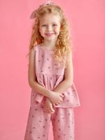 Костюм из муслина цвет пудровый с принтом Одуванчики