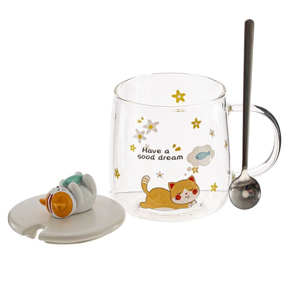 GAEM Кружка с крышкой и ложкой 420 мл, L8 W8 H9 см